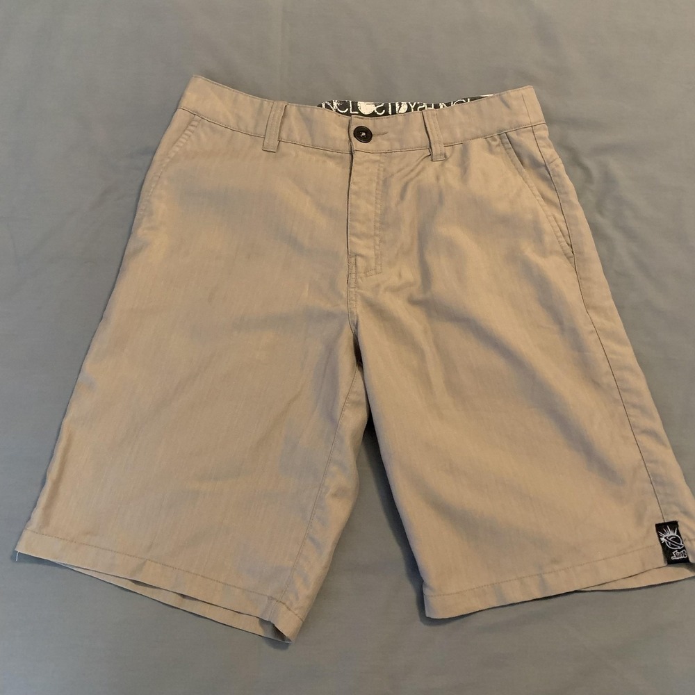 Lost Walk‎ Shorts Mens 32 Khaki Chino Poly Rayon Surf Skate Casual Flap Pockets